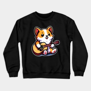 Cute Corgi Playing Guitar Crewneck Sweatshirt